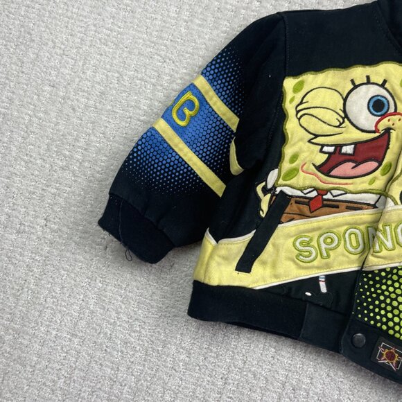 Vintage JH Design x Spongebob Nickelodeon Nascar Jacket Kids 3T Black / Yellow - Picture 2 of 15